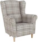 TEMPO KONDELA Füles fotel, szövet barna kocka, CHARLOT - kondela