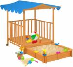 vidaXL Casă de joacă pentru copii cu groapă nisip albastru lemn brad (91795) - vidaxl