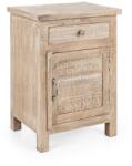 Bizzotto Noptiera 1 sertar 1 usa lemn natur cu patina alba Mayra 44 cm x 35 cm x 60 h (0746210)