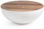 Bizzotto Masuta cafea metal alb cu blat lemn natur Lancaster Ø 90 cm x 38 h (0745852) Masa de cafea