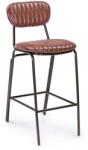 Bizzotto Scaun de bar cu spatar picioare fier negru si sezut piele ecologica maro Debbie 44 cm x 51 cm x 100 h x 74 h1 (0746105)