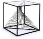 Bizzotto Masuta cafea cu cadru din fier negru si blat sticla Espiral 48 cm x 48 cm x 51 h (0746362) Masa de cafea