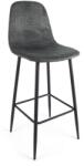 Bizzotto Scaun de bar cu spatar picioare fier negru cu tapiterie catifea gri Irelia 46 cm x 39 cm x 103 h x 76 h1 (0733226)