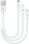 Ttec Кабел Mini Cable Trio 30cm Charge/Sync Type-C, Lightning, Micro USB - Бял