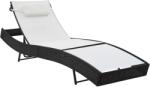 vidaXL Șezlong de plajă cu pernă, negru, poliratan (44718)