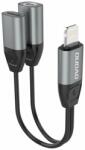 Dudao Adapter from Lightning to Lightning + 3, 5 mm mini jack (headphones and charging) port gray
