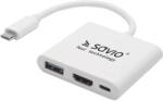 SAVIO AK-48 USB HUB Type-C csatlakozóval , 1x USB-C 3.0 HDMI (SAVIO AK-48)