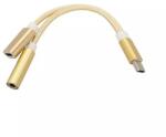 Mobile Tech Protection Cablu Adaptor USB Type C la USB Type C + 3.5 mm Jack Nylon Braided MTP - Gold