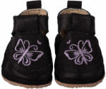 Macco barefoot, pantofi - broderie fluture/negru, piele naturala