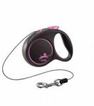 flexi Black Design lesa automata cu sir pentru caini, roz, marimea M, 5 m