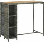 vidaXL Masă de bar cu raft de depozitare, gri 120x60x110 cm, poliratan (313479)