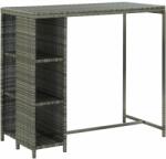 vidaXL Masă de bar cu raft de depozitare, gri 120x60x110 cm, poliratan (313477)