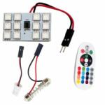 AM Placa bec sofit si T10 12 leduri RGB cu telecomanda (ALM 031016-6)