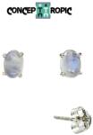  Cercei din Argint 925 cu Piatra Lunii Rainbow - Oval - 6x7x16 mm -1 Pereche