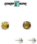  Cercei din Argint 925 cu Citrin - Rotund Fatetat - 6x6x16 mm - 1 Pereche