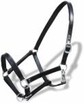 vidaXL 90890 Căpăstru din piele naturală reglabil pentru cai Cob, negru (90890)