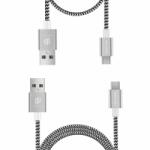 Dux Ducis Set 2 cabluri de date si incarcare Dux Ducis K Two , 1 x Micro Usb 100 cm 5V 2A si 1 x Micro Usb 20 cm 5V 3A , silver