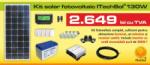  Kit (sistem) solar fotovoltaic ITechSol® 150W pentru iluminat 12V si invertor pentru alimentare TV si receiver satelit (KIT130WM12VINV30)