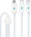 Ttec Кабел ttec Trio Charge / Data Mini Cable , Type-C , Lightning , Micro USB , 120cm - Бял