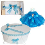 Produs vandut si livrat de S. C. Denikos Creativ S Set dantela trusou botez, cutie trusou si lumanare, Ingeras, decor turcoaz, Denikos® 478