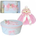 Produs vandut si livrat de S. C. Denikos Creativ S Set Ursuleti trusou botez, cutie trusou si lumanare, decor Roz, Denikos® 579