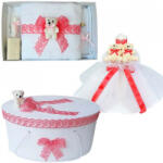 Produs vandut si livrat de S. C. Denikos Creativ S Set Ursuleti trusou botez, cutie trusou si lumanare, decor Corai, Denikos® 574