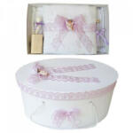 Produs vandut si livrat de S. C. Denikos Creativ S Set trusou botez si cutie trusou, Ingeras, dantela lila, Denikos® 450