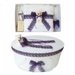 Produs vandut si livrat de S. C. Denikos Creativ S Set trusou botez si cutie trusou, Ursulet, dantela mov, Denikos® 463