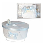 Produs vandut si livrat de S. C. Denikos Creativ S Set trusou botez si cutie trusou, Ursulet, fundita bleu cu buline, Denikos® 24
