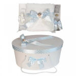 Produs vandut si livrat de S. C. Denikos Creativ S Set trusou botez si cutie trusou, Ingeras, fundita bleu cu buline, Denikos® 19