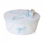 Produs vandut si livrat de S. C. Denikos Creativ S Cutie trusou botez dantela bleu si ursulet, Denikos® 394