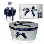 Produs vandut si livrat de S. C. Denikos Creativ S Set trusou botez, cutie trusou si lumanare, Ingeras, fundita bleumarin, Denikos® 13