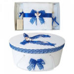 Produs vandut si livrat de S. C. Denikos Creativ S Set trusou botez si cutie trusou, Ingeras, dantela albastra, Denikos® 445