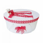 Produs vandut si livrat de S. C. Denikos Creativ S Cutie trusou botez dantela rosie si ursulet, Denikos® 399
