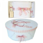 Produs vandut si livrat de S. C. Denikos Creativ S Set trusou botez si cutie trusou, Ingeras, dantela roz prafuit, Denikos® 453