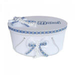 Produs vandut si livrat de S. C. Denikos Creativ S Cutie trusou botez personalizata, decor traditional albastru, Denikos® 231