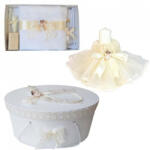 Produs vandut si livrat de S. C. Denikos Creativ S Set dantela trusou botez, cutie trusou si lumanare, Ingeras, decor ivoire, Denikos® 479