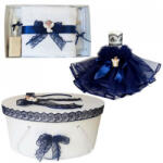 Produs vandut si livrat de S. C. Denikos Creativ S Set dantela trusou botez, cutie trusou si lumanare, Ingeras, decor bleumarin, Denikos® 475