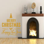  Sticker decorativ Merry Christmas and a Happy New Year Auriu