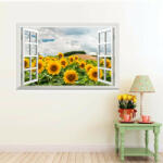  Sticker perete Sunflower 3D Window