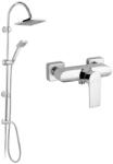 FERRO Pachet Coloana de dus fixa, mobila si baterie cabina FERRO, Squerto-Square, Cromat (NP22-BAQ7)