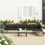 vidaXL Set canapea de grădină colțar cu perne, 4 piese, aluminiu, WPC (48653)