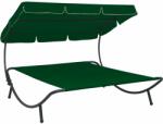 vidaXL Pat șezlong de exterior cu baldachin, verde (313526)