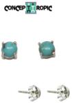  Cercei din Argint 925 cu Turcoaz Rotund - 5x5x16 mm - 1 Pereche
