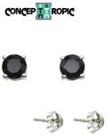 Cercei din Argint 925 cu Onix Negru - Rotund Fatetat - 5x5x15 mm - 1 Pereche