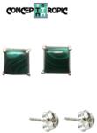  Cercei din Argint 925 cu Malachit - Patrat - 8x8x17 mm - 1 Pereche