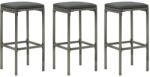 vidaXL Scaune de bar cu perne, 3 buc. , gri, poliratan (313444)