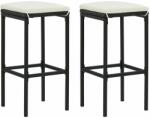 vidaXL Scaune de bar cu perne, 2 buc. , negru, poliratan (313440)