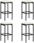 vidaXL Scaune de bar cu perne, 4 buc. , negru, poliratan (313446)