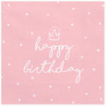 PartyDeco S. r. o Szalvéta, light pink, happy birthday, 20 db, 33x33 cm